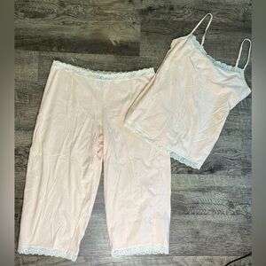 Women's Pink Lace Trim Sleepwear Set